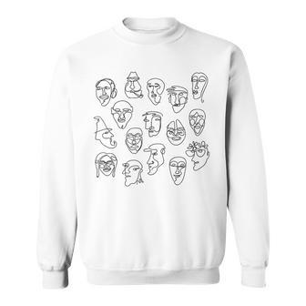 Single Line Face Character Sweatshirt - Monsterry