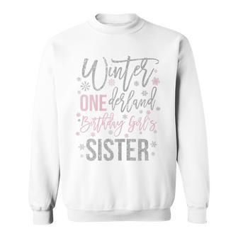 Sister Pink Winter Onederland 1St Birthday Snowflake Group Sweatshirt - Seseable