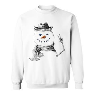 Snowman Peace Sign Christmas Snow Frosty Winter Xmas Sweatshirt - Seseable