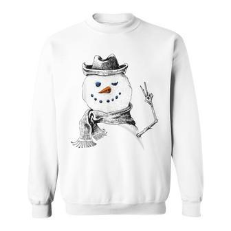 Snowman Peace Sign Christmas Snow Frosty Winter Xmas Sweatshirt - Monsterry DE