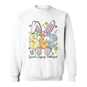 Speech Language Pathologist Bunny Bunnies Happy Easter Slp Sweatshirt | Mazezy CA