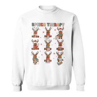 Speech Therapy Christmas Reindeers Slp Speech Pathologist Sweatshirt - Monsterry UK