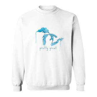 State Of Michigan Watercolor Mitten Great Lakes Sweatshirt - Monsterry AU