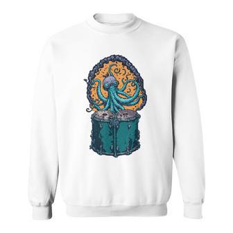 Steampunk Octopus Playing Drums Drummer Drum Kit Sweatshirt - Monsterry CA