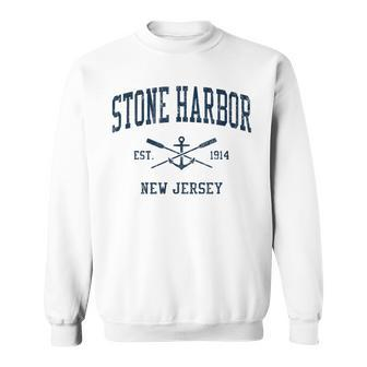 Stone Harbor Nj Vintage Navy Crossed Oars & Boat Anchor Sweatshirt - Monsterry CA