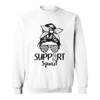 Support Squad Lung Cancer Awareness White Ribbon Women Sweatshirt | Mazezy