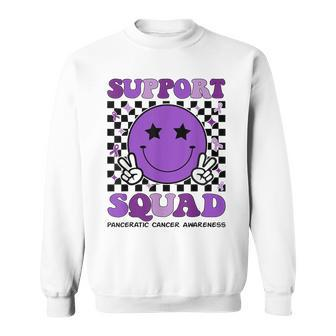 Support Squad Purple Ribbon Pancreatic Cancer Awareness Sweatshirt - Seseable