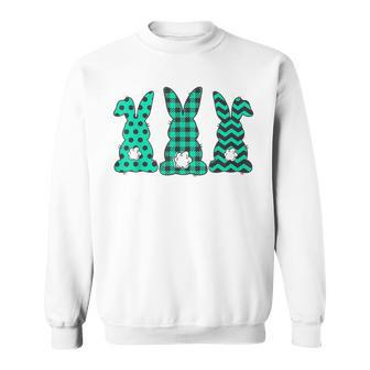 Teal Plaid Bunnies Easter Sweatshirt - Monsterry