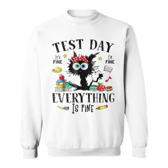 Test Day Stressed Teachers & Students Testing Cat Sweatshirt | Mazezy