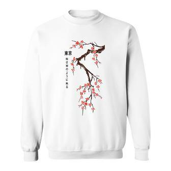 Tokyo Japanese Cherry Blossoms Print Sweatshirt - Monsterry AU