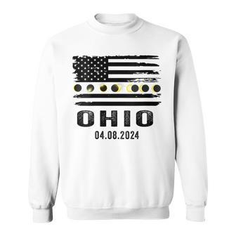 Total Solar Eclipse 2024 Totality Ohio Usa American Flag Sweatshirt | Mazezy