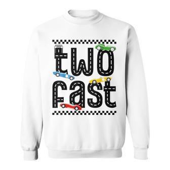Two Fast 2 Curious Birthday 2 Years Old Race Car Speed Sweatshirt | Mazezy