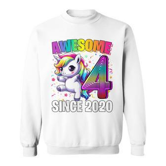 Unicorn 4Th Birthday 4 Year Old Unicorn Party Girls Outfit Sweatshirt - Thegiftio UK