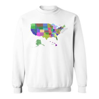 Us Map United States Map Miller Projection Sweatshirt - Monsterry