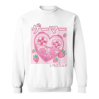 Video Gamer Japanese Kawaii Strawberry Milk Anime Aesthetic Sweatshirt - Thegiftio UK