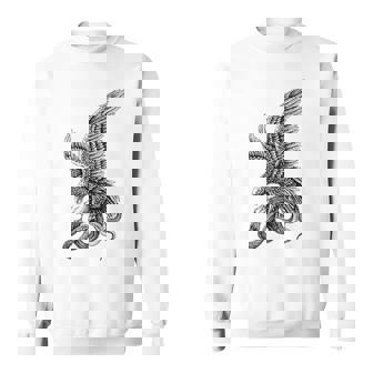 View Back Print Idle Fury The Great Fight Eagle Snake Tattoo Sweatshirt - Thegiftio