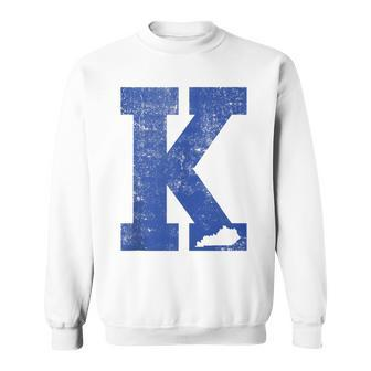 Vintage Blue Letter K Kentucky Sweatshirt - Seseable