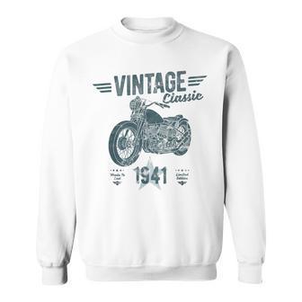 Vintage Born 1941 Birthday Classic Retro Motorbike Sweatshirt - Monsterry