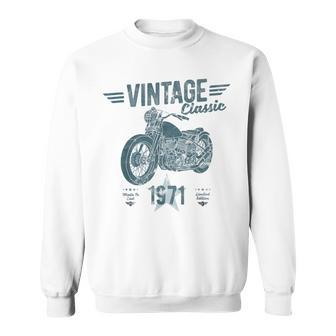 Vintage Born 1971 Birthday Classic Retro Motorbike Sweatshirt - Monsterry CA
