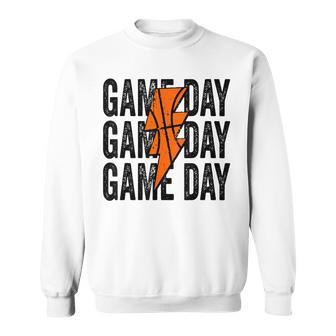Vintage Game Day Basketball Lightning Bolt Team Sport Sweatshirt - Monsterry CA