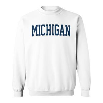Vintage Michigan Blue Maize Retro Font Michigan Sweatshirt - Seseable