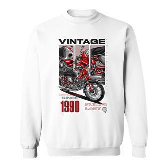 Vintage Motorcycle Bikers Motorbike Birthday Born In 1990 Sweatshirt - Monsterry DE