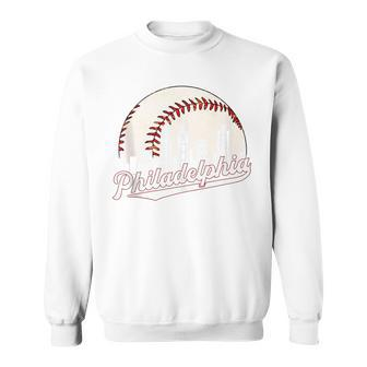 Vintage Philadelphia Philly Cityscape Baseball Skyline Old Sweatshirt - Monsterry DE