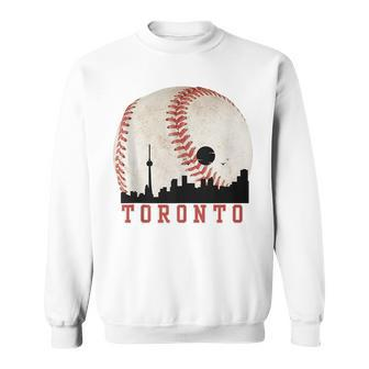 Vintage Toronto Cityscape Travel Theme With Baseball Graphic Sweatshirt - Monsterry