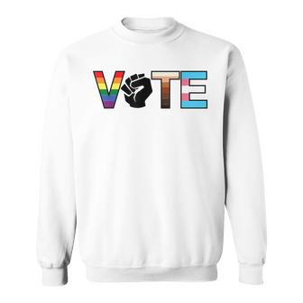 Vote Your True Colors Lgbtq Racism Sexism Flags Protest Sweatshirt - Monsterry DE