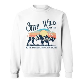 W4mx Retro Stay Wild Roam Free The Buffalo Charge The Storm Sweatshirt - Monsterry