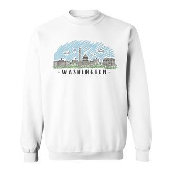 Washington Dc Skyline T In Multi Color Watercolors Sweatshirt - Monsterry AU