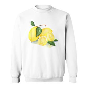 Watercolour Picture On Lemon Sweatshirt - Seseable