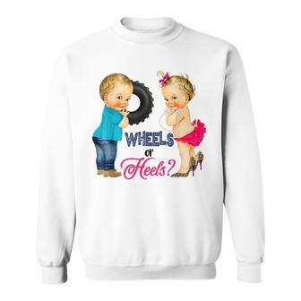 Wheels Or Heels Cute Babies Baby Shower Sweatshirt - Monsterry UK