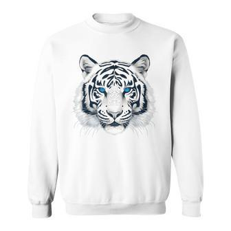 White Tiger Blue Eyes Wild Cat Animal Sweatshirt - Thegiftio UK