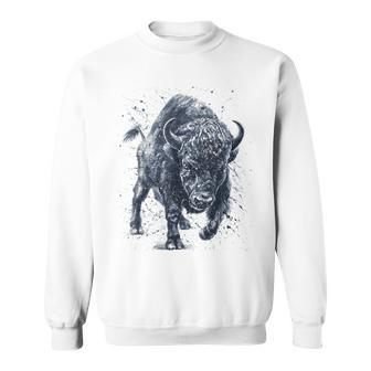 Wut Der Bestie Bison-Buffalo Im Vintage-Stil Sweatshirt - Seseable