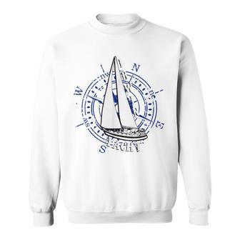 Yacht Fan Navy Compass Sweatshirt - Monsterry UK