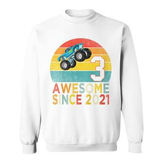 Youth 3Rd Birthday Monster Truck Lover 3 Years Old Vintage Retro Sweatshirt - Monsterry UK
