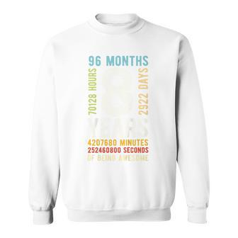 Youth 8Th Birthday 8 Years Old Vintage Retro 96 Months Sweatshirt - Thegiftio UK