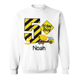 Youth Construction 5Th Birthday Noah Boys 5 Years Old Party Sweatshirt - Seseable