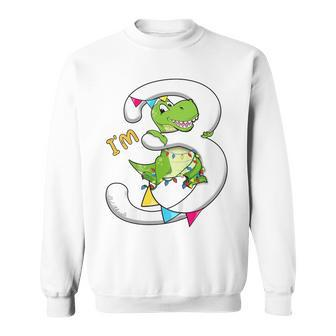 Youth I'm 3 Year Dino Third Bday Boys Dinosaur 3Rd Birthday Sweatshirt - Thegiftio UK
