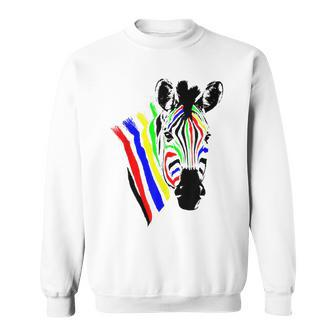 Zebra With Colorful Stripes Novelty Sweatshirt - Thegiftio UK