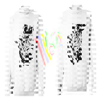 Zebra With Colorful Stripes Novelty Sweatshirt - Thegiftio