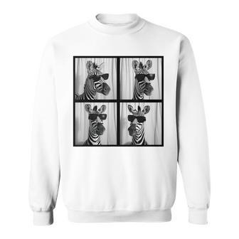 Zebra With Sunglasses Zoo Lover Safari Animal Photo Sweatshirt - Monsterry