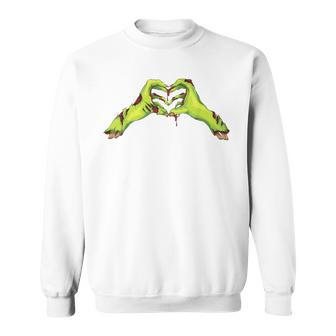 Zombie Hands Heart Valentine's Day Lover Sweatshirt - Monsterry