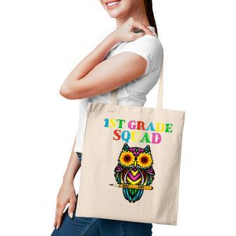 1St Grade Squad Sunflower Owl 1St Grade Teacher Tote Bag - Seseable