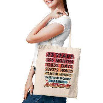 33Rd Birthday 33 Years Old Vintage Retro 396 Months Birthday Tote Bag - Seseable