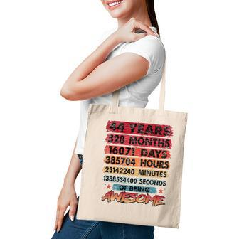 44Th Birthday 44 Years Old Vintage Retro 528 Months Birthday Tote Bag - Seseable