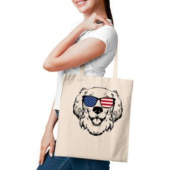4Th Of July Golden Retriever Us American Flag - July Fourth Tote Bag - Seseable
