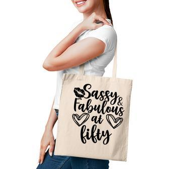 50Th Birthday Gift Awesome Sassy And Fabulous At Fifty Tote Bag - Seseable