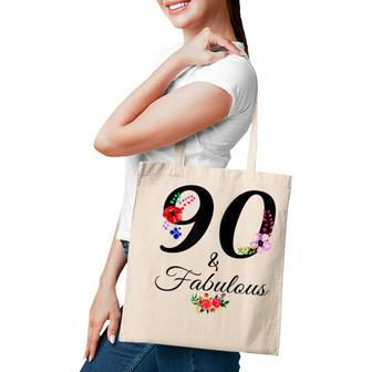 90 & Fabulous 90 Years Old Vintage Floral 1932 90Th Birthday Tote Bag - Seseable